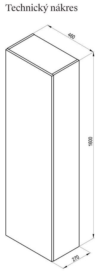 technicky-nakres-Vysoká skříňka Formy v bílém provedení.